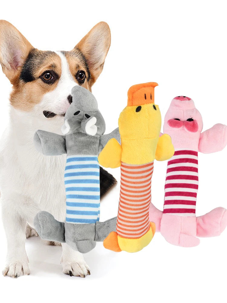 Plush Squeaky Toys for Dogs & Cats Elephant, Duck, Pig & More