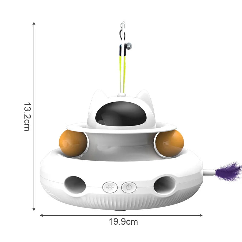 4-in-1 Smart Interactive Cat Toy USB Rechargeable Teaser & Turntable Trainer