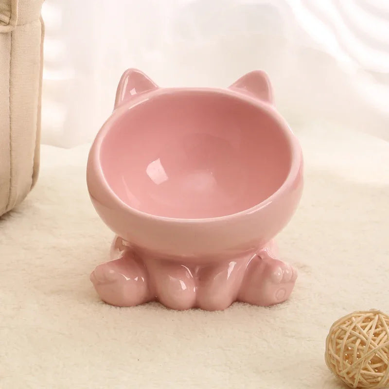 High-Foot Ceramic Pet Bowl Protects Cervical Spine