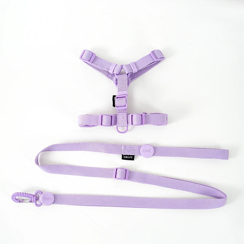 Adjustable Macaron Color Pet Harness And Leash Set