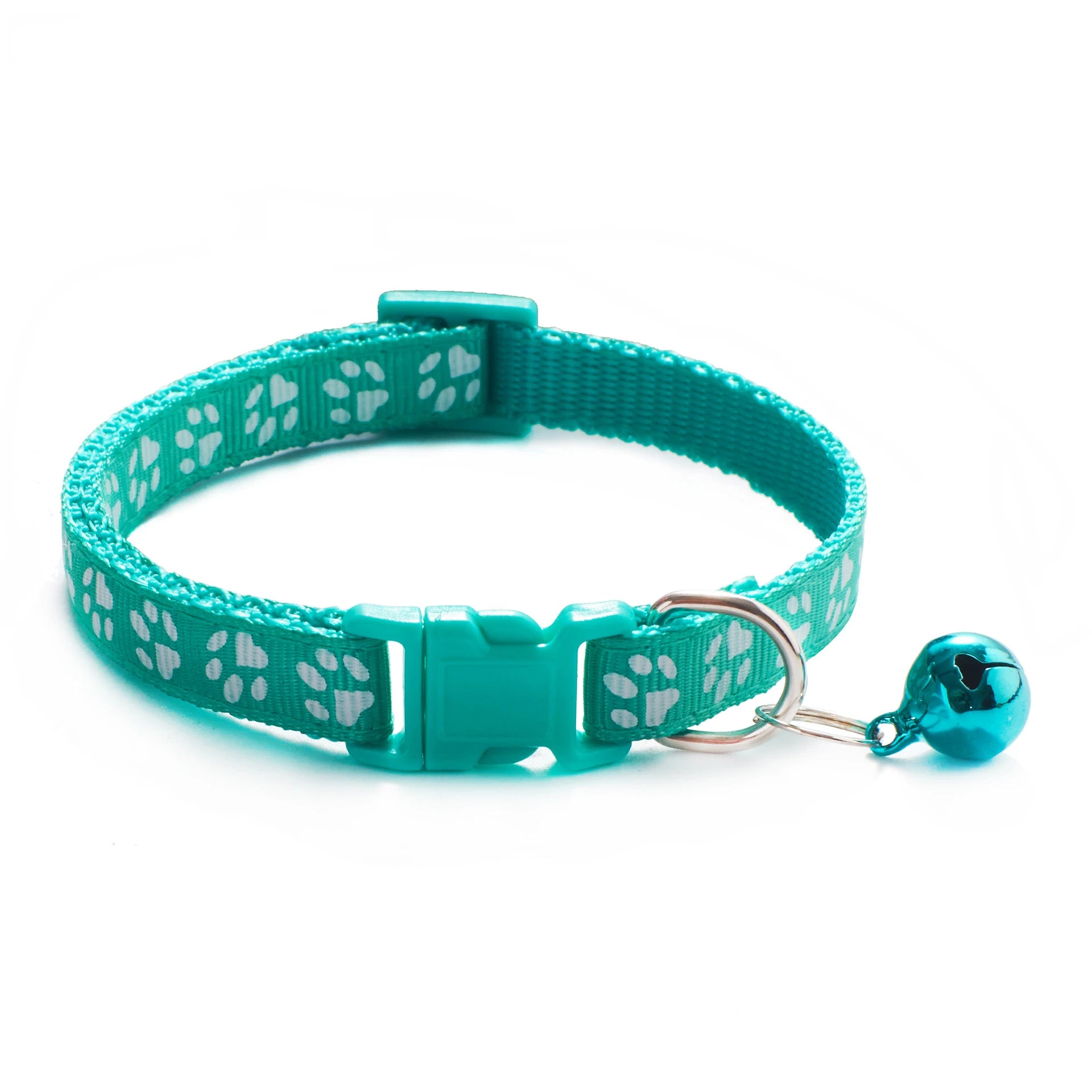 Colorful Pet Collar with Bell Adjustable Cartoon Footprint Design