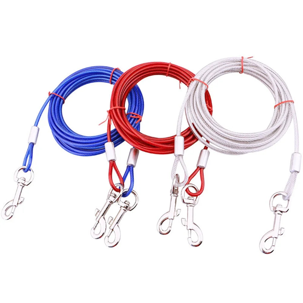 Chew-Proof Iron Wire Tie-Out Cable Heavy Duty Double Dog Leash
