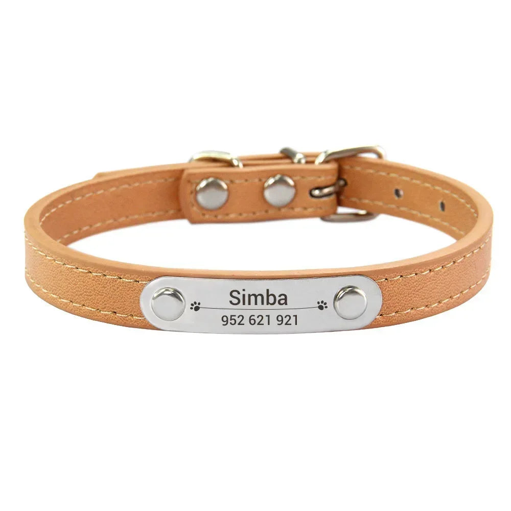 Anti-Lost Design Personalized PU Leather Dog Collar