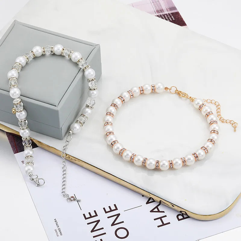 Adjustable Necklace Rhinestone & Imitation Pearl Pet Collar