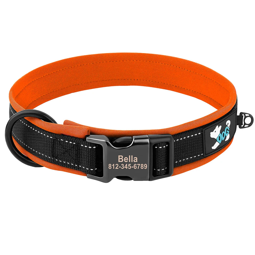 Adjustable Padded Personalized Reflective Dog Collar