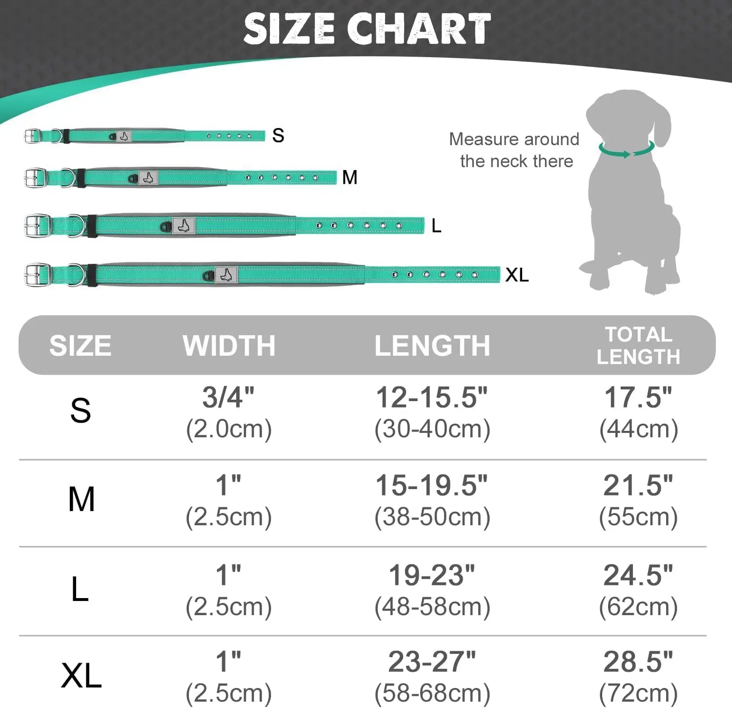 Adjustable Heavy-Duty Nylon Neoprene Padded Reflective Dog Collar