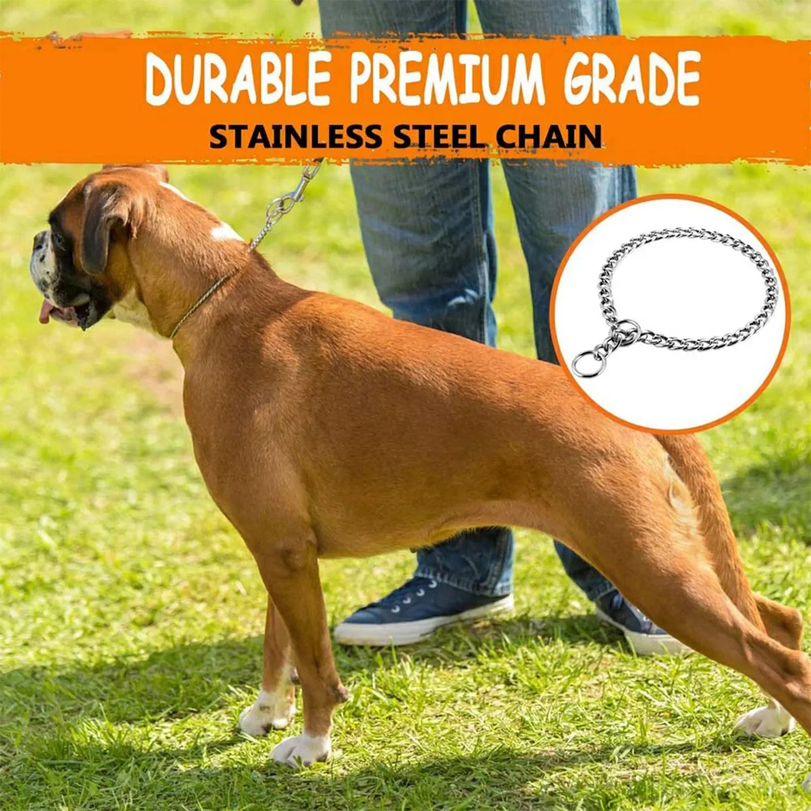 Heavy-Duty Metal Dog Training Choke Chain Collar