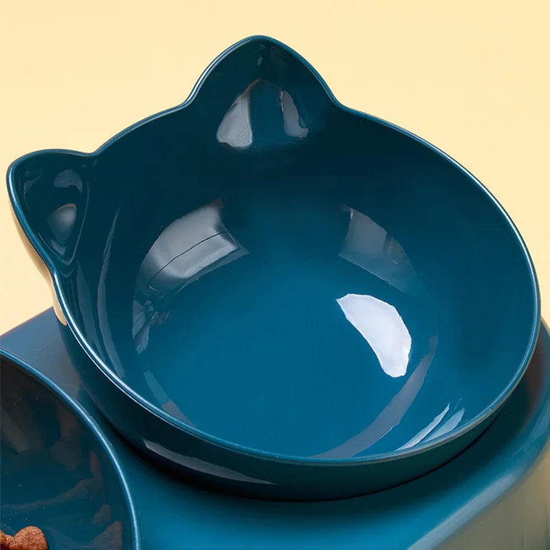 3-in-1 Cat Feeder Automatic Water Dispenser with Double Bowls for Cats & Small Dogs