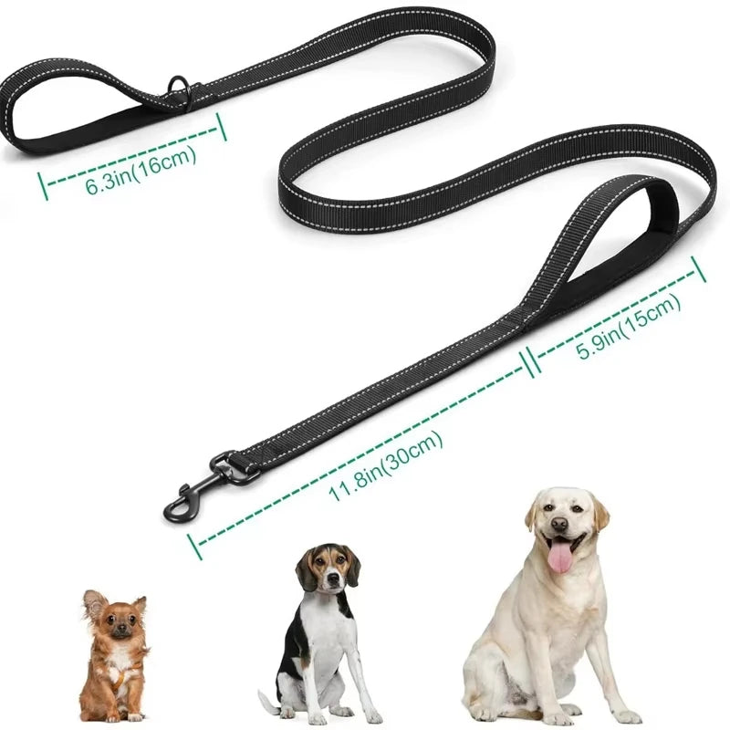 Double-Sided Reflective Safety 180cm Double Handle Dog Leash