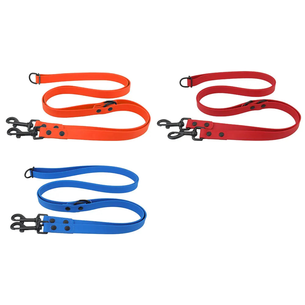 Cross-Body Double-Headed Waterproof PVC Dog Leash
