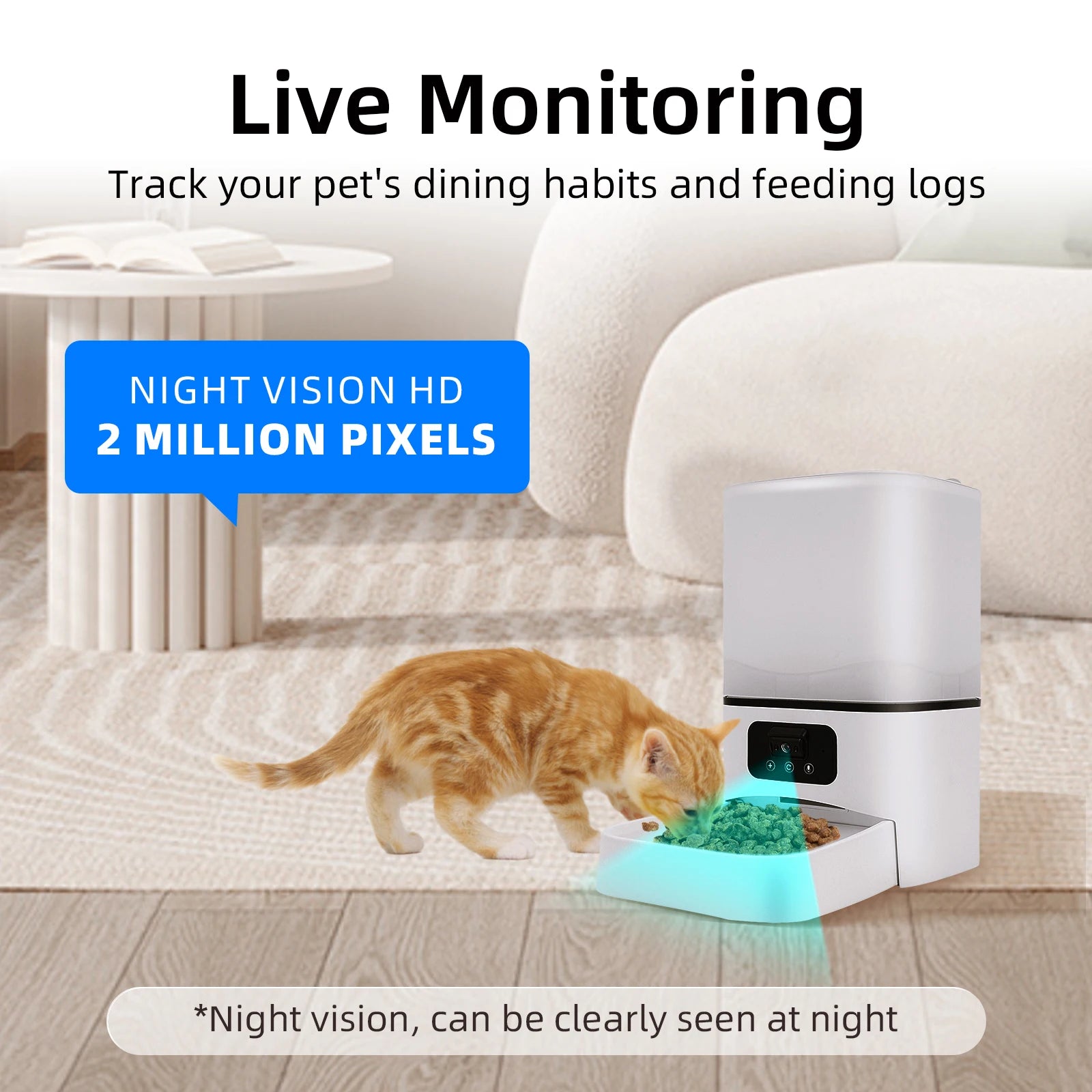 6L Smart Camera Pet Feeder APP Control, Night Vision