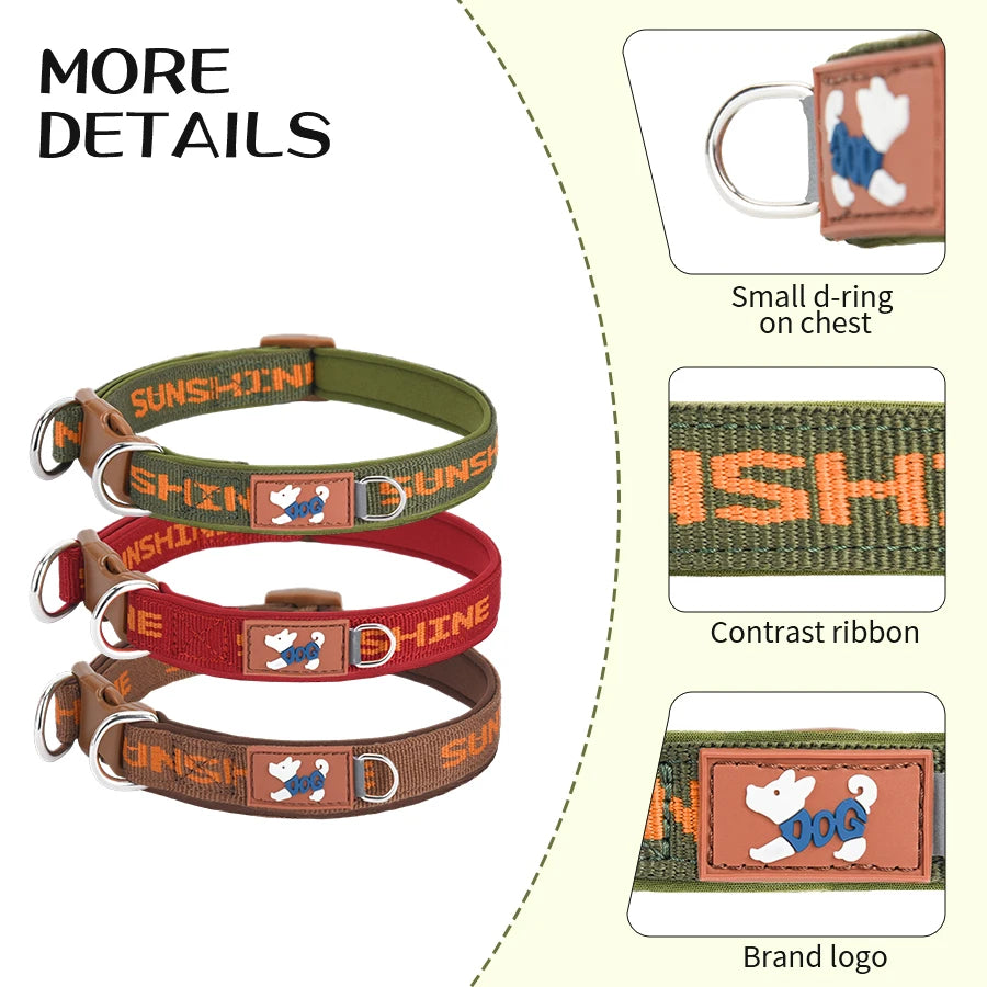 Dog Collar Adjustable, Colorful Prints with Metal D-Rings