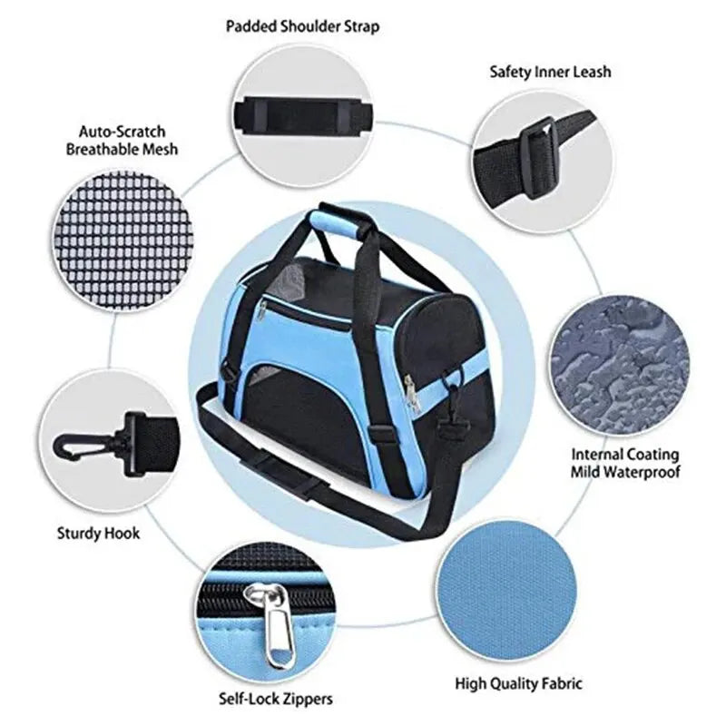 Soft-Sided Cat Carrier Portable, Folding Travel Carrier for Dogs & Cats
