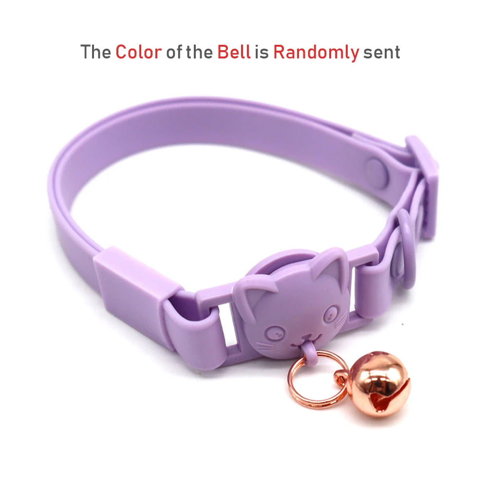 Adjustable Cartoon Design with Bell Waterproof PVC Cat Collar