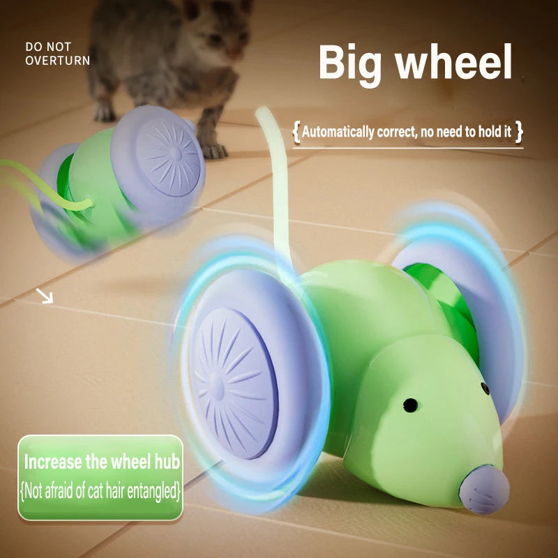 Electric Mouse Car Rechargeable Cat Toy with Obstacle Avoidance
