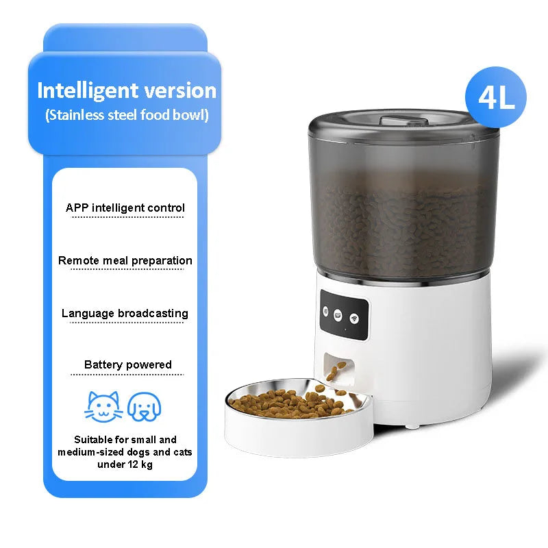 4L Pet Feeder Remote APP Control, Timed & Quantitative Feeding