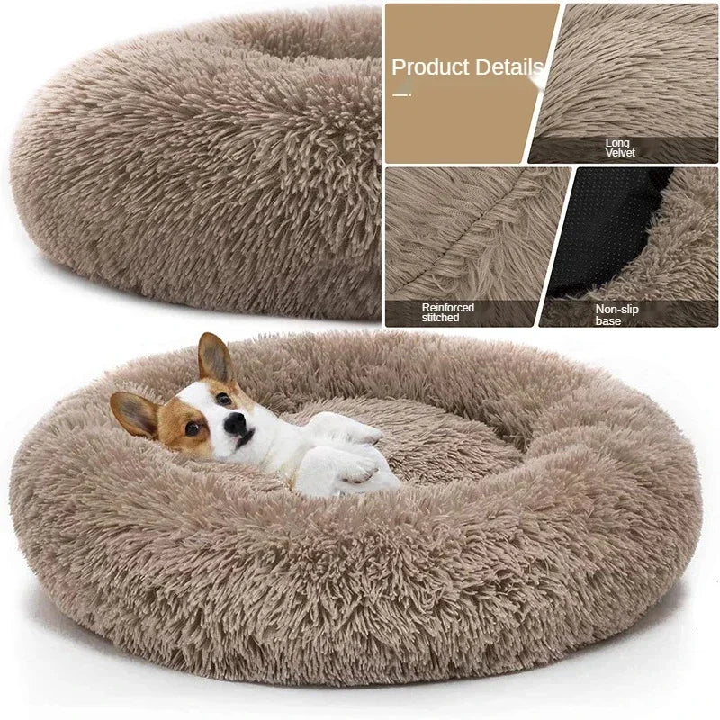 Round Cushion Ultra Soft Donut Cuddler Pet Bed