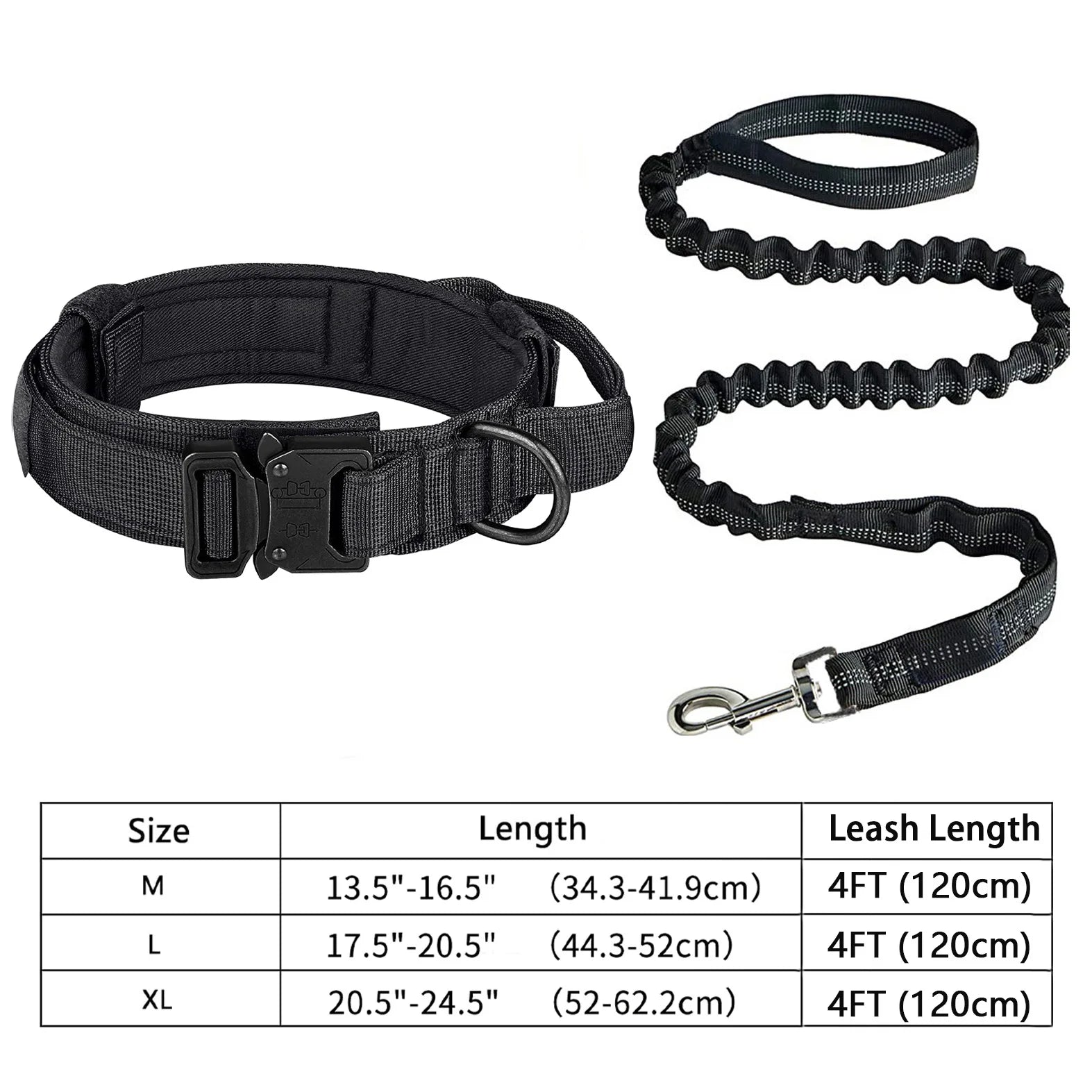 Adjustable Heavy-Duty Tactical Dog Collar and Leash Set
