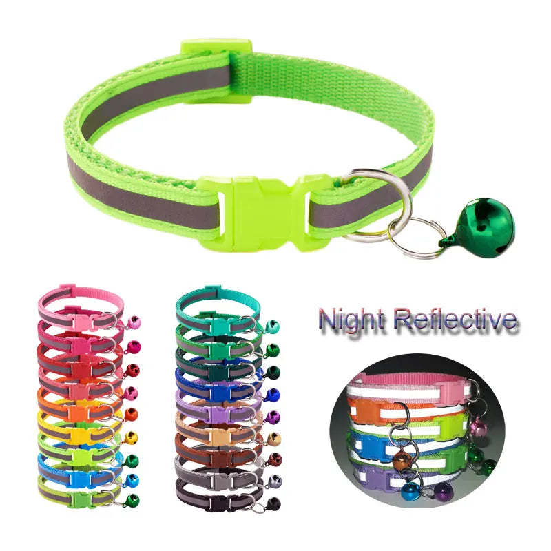 Safety Breakaway Buckle and Bell Reflective Cat Collar