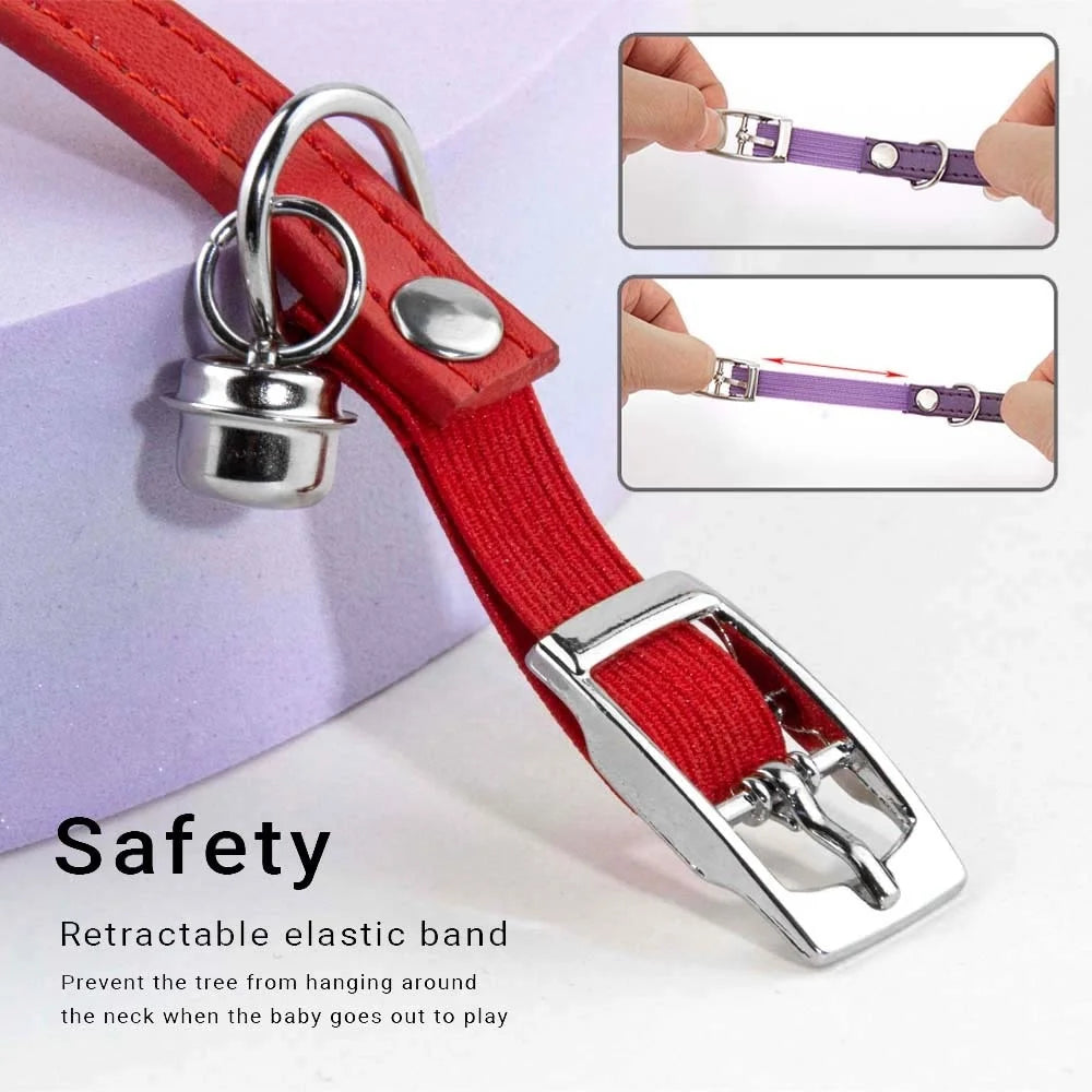 Adjustable Safety Anti-Suffocation Necklace Soft PU Leather Cat Collar