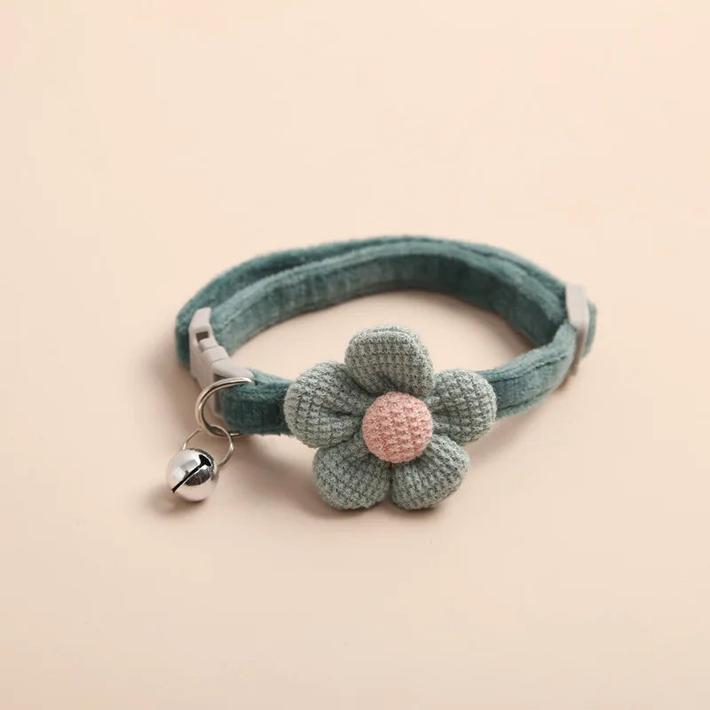 Cute Flower & Bell Adjustable Cat Collar