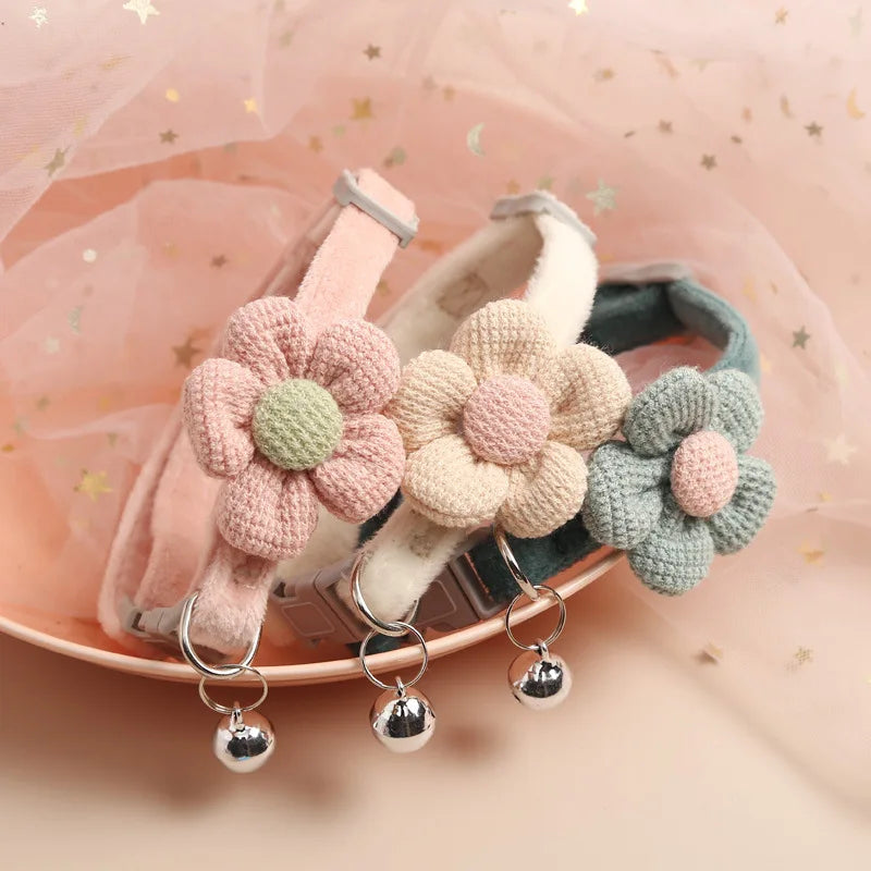 Cute Flower & Bell Adjustable Cat Collar