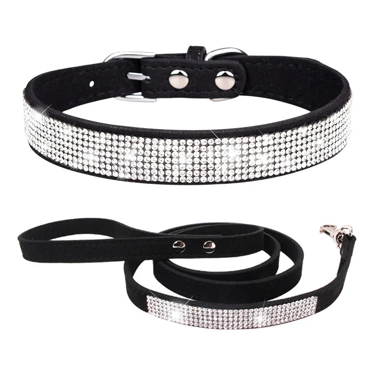 Luxury Rhinestone Dog Collar and Leash Set