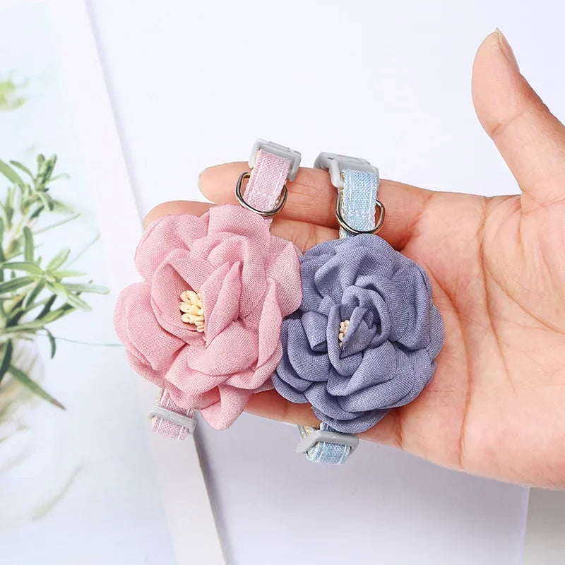 Adjustable Cat & Puppy Collar with Cute Bow and Flower
