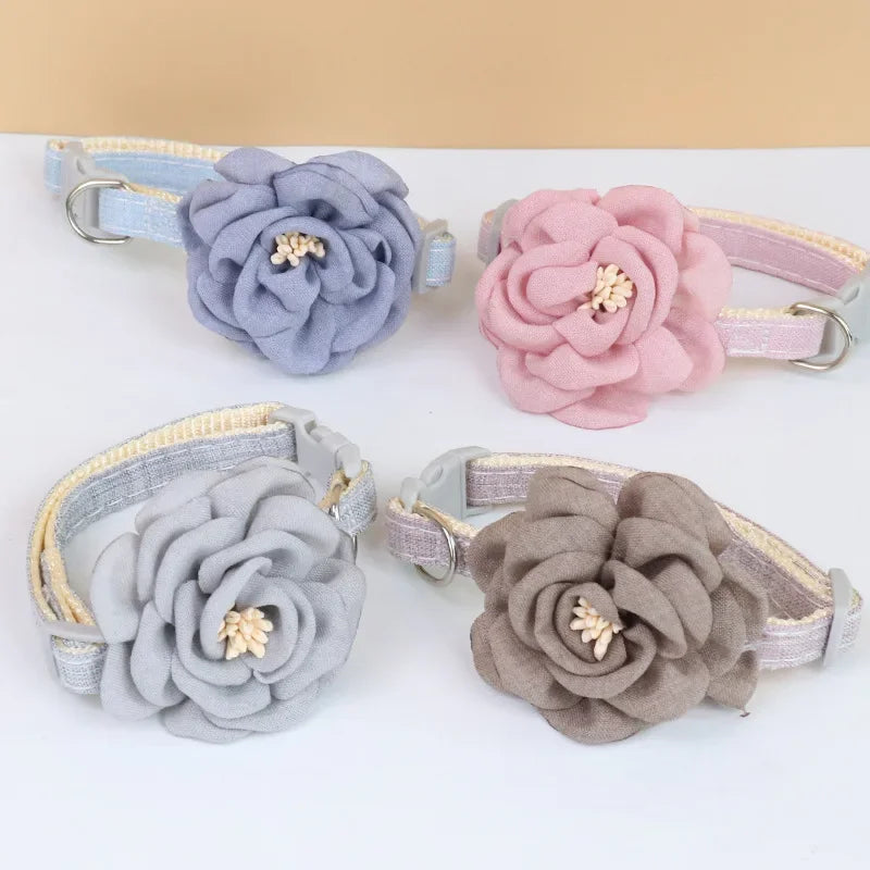 Adjustable Cat & Puppy Collar with Cute Bow and Flower