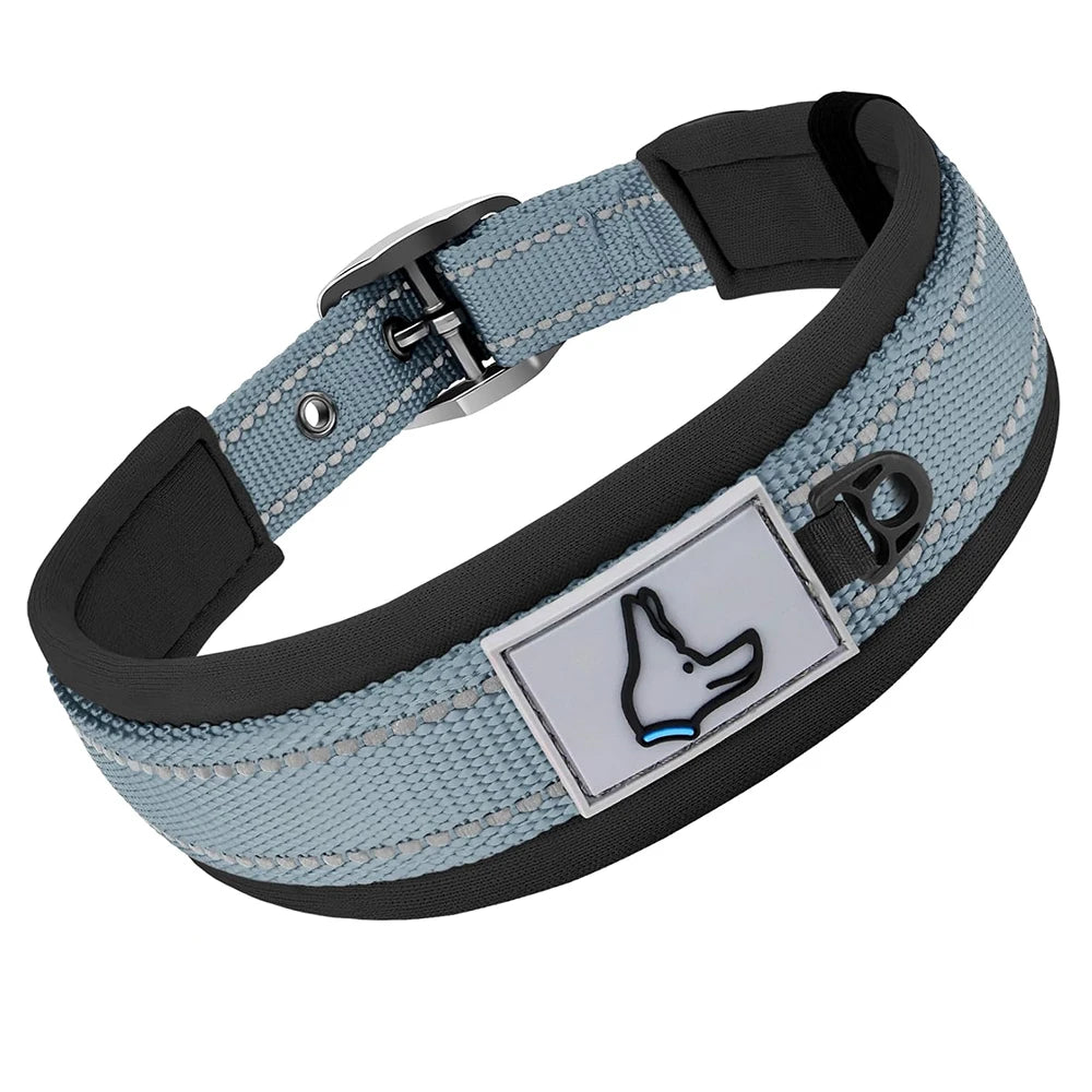 Adjustable Heavy-Duty Nylon Neoprene Padded Reflective Dog Collar