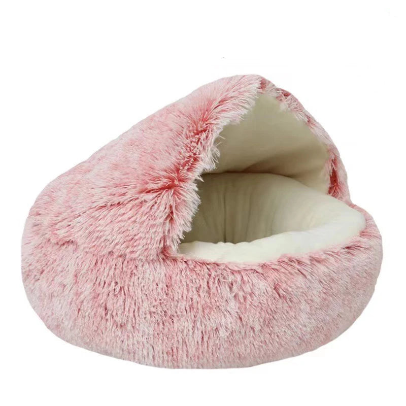 Warm Sleeping Soft Plush Round Pet Bed with Cover