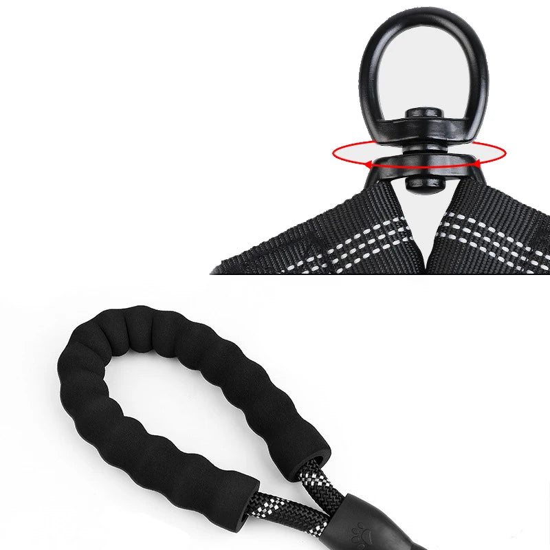 Reflective Shock-Absorbing Elastic Bungee Double Dog Leash