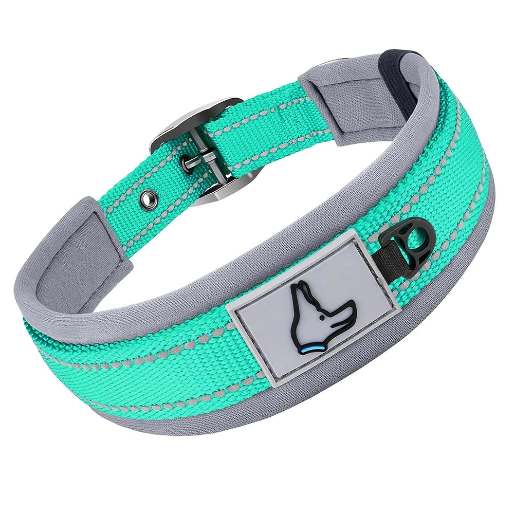 Adjustable Heavy-Duty Nylon Neoprene Padded Reflective Dog Collar