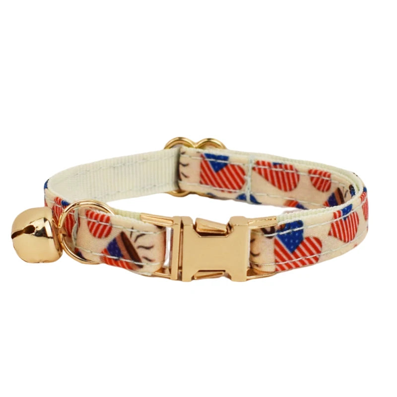 Personalized Adjustable Cat Collar with Bowknot & Bell