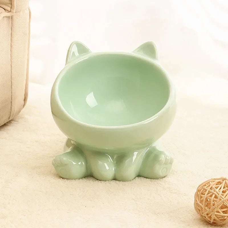 High-Foot Ceramic Pet Bowl Protects Cervical Spine