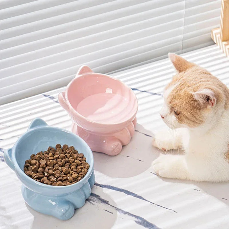 High-Foot Ceramic Pet Bowl Protects Cervical Spine