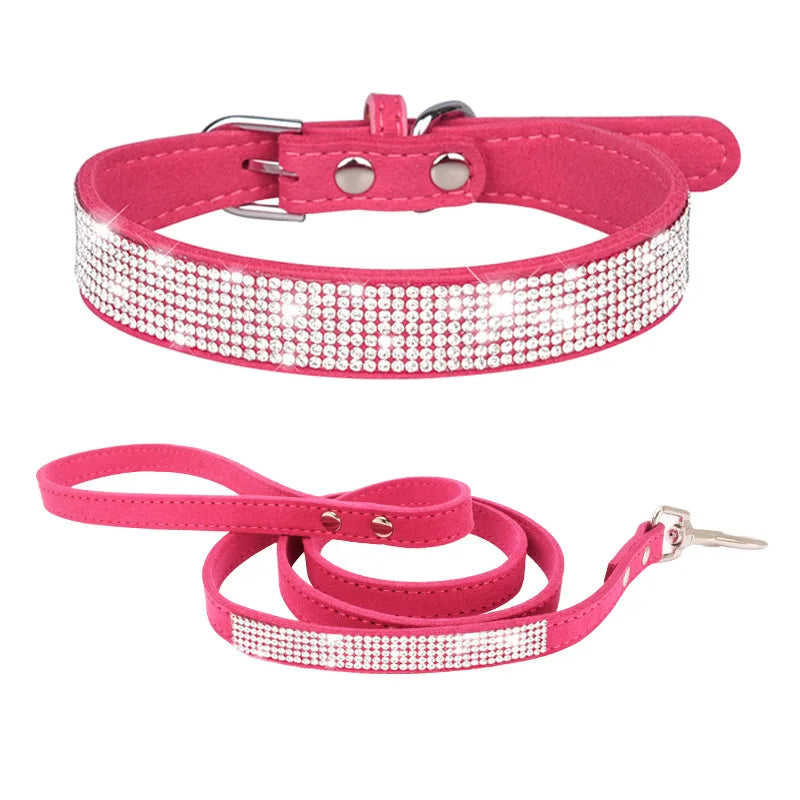 Luxury Rhinestone Dog Collar and Leash Set