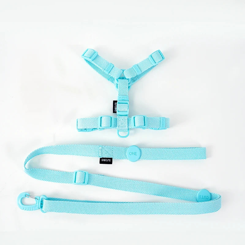 Adjustable Macaron Color Pet Harness And Leash Set