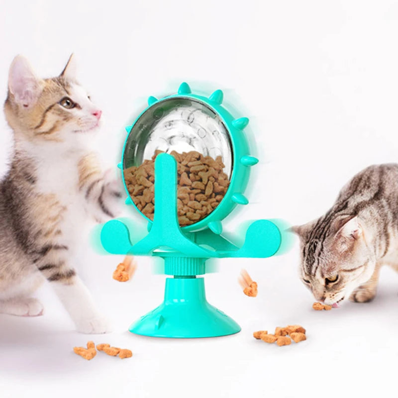 Interactive Cat Feeding Windmill Toy Food Dispenser & IQ Trainer