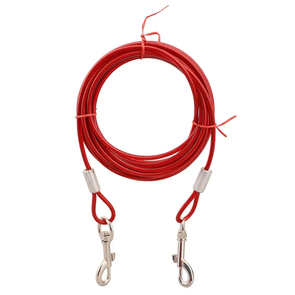 Chew-Proof Iron Wire Tie-Out Cable Heavy Duty Double Dog Leash