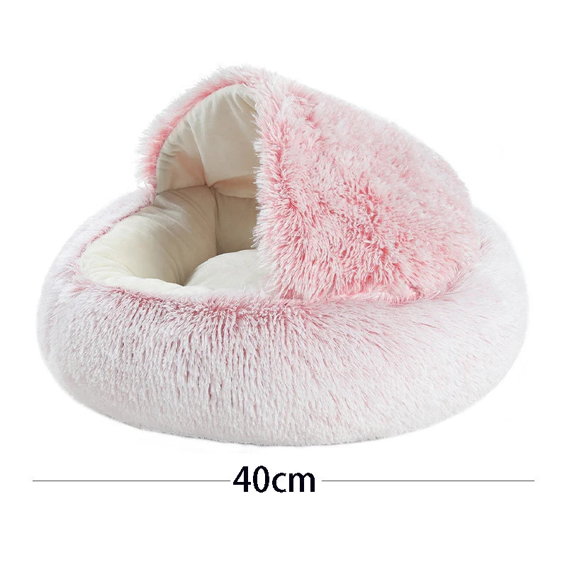 Warm Sleeping Soft Plush Round Pet Bed with Cover