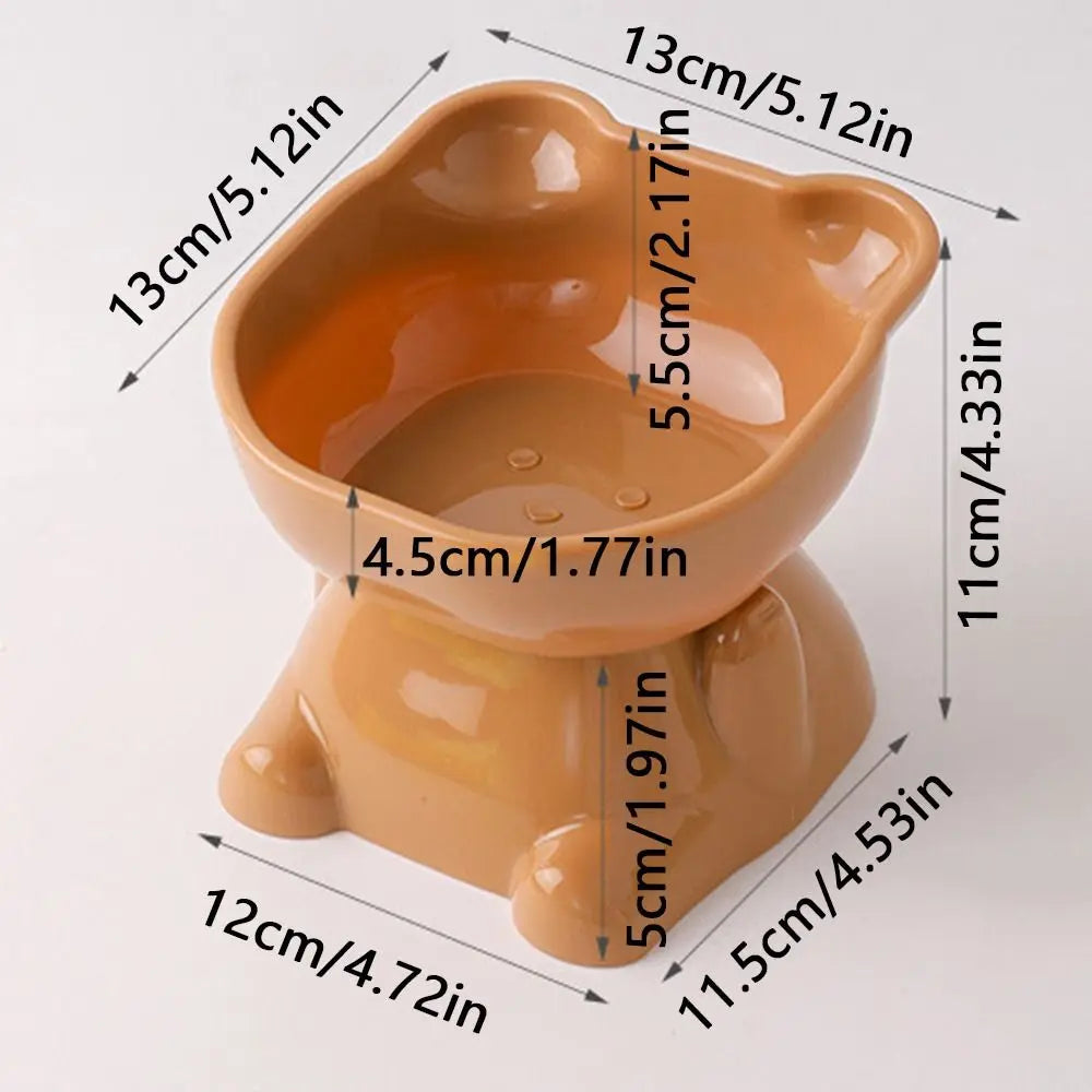 Cute Cat Bowl with High Feet Cervical Spine Protection for Pets
