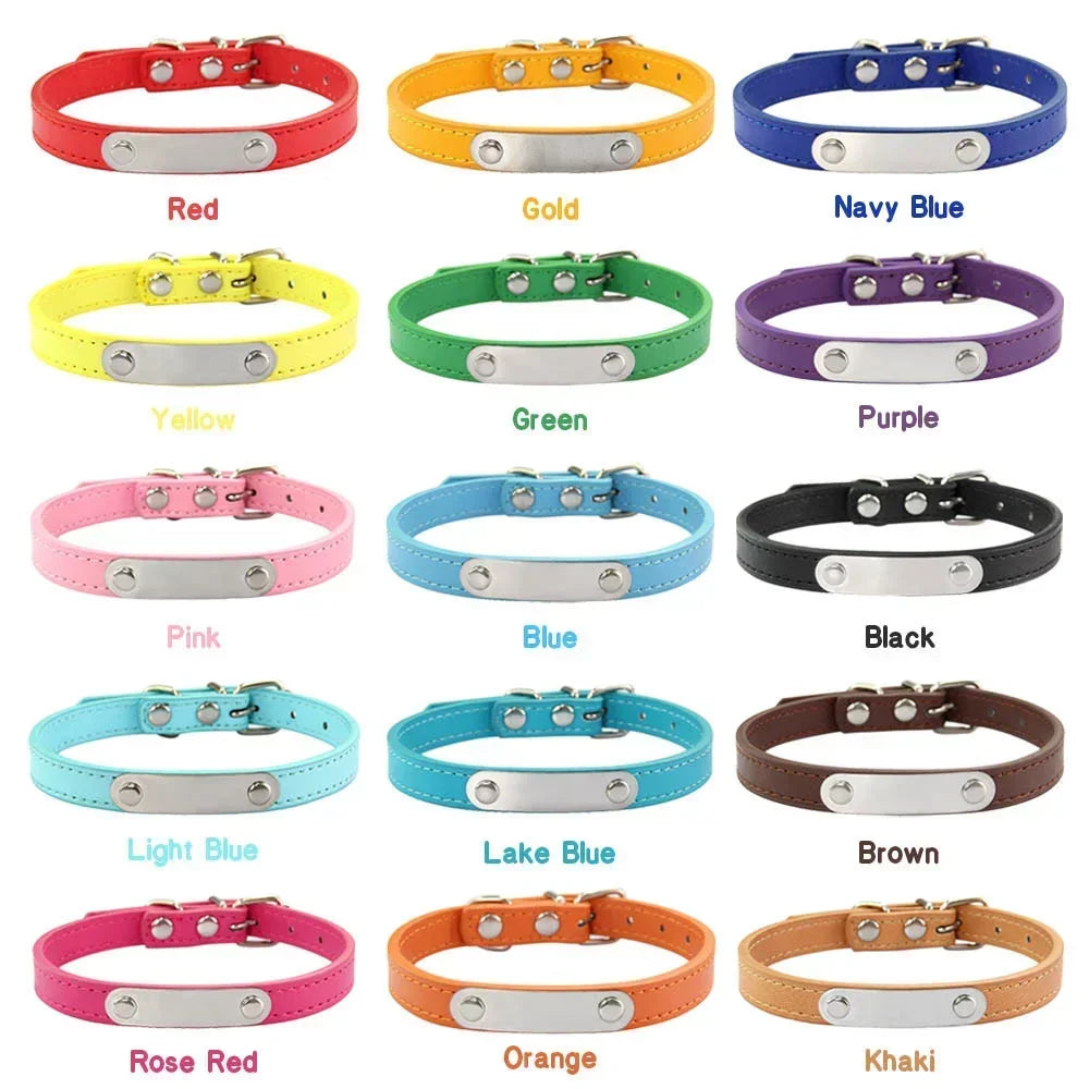 Anti-Lost Design Personalized PU Leather Dog Collar