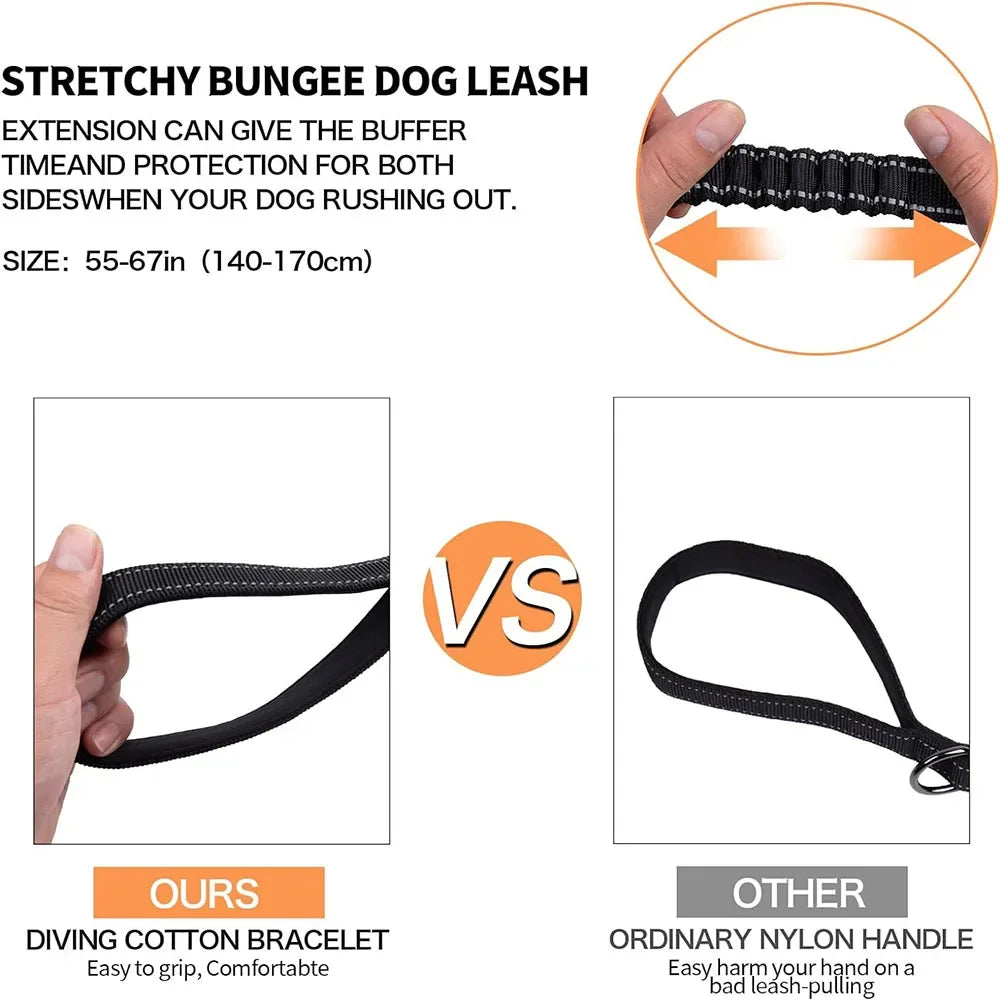 Reflective, Shock-Absorbing No-Pull Tactical Bungee Dog Leash