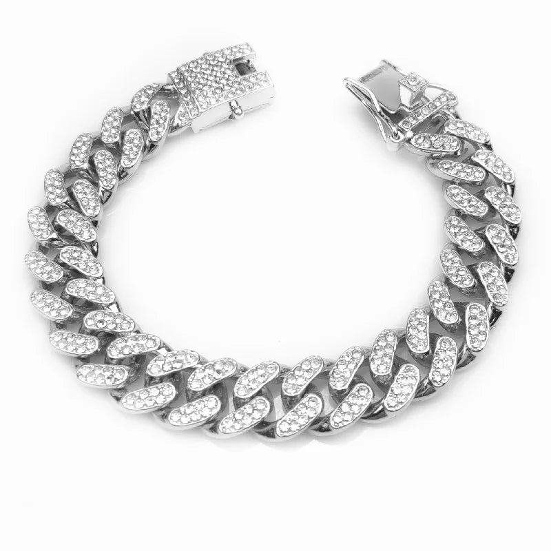 Strong Metal Bling Choke Slip Rhinestone Gold Dog Chain Collar