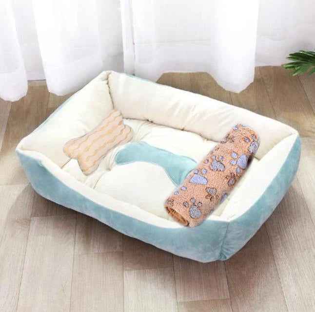 Cute Bone-Shaped Kennel with Thickened Sleeping Mat