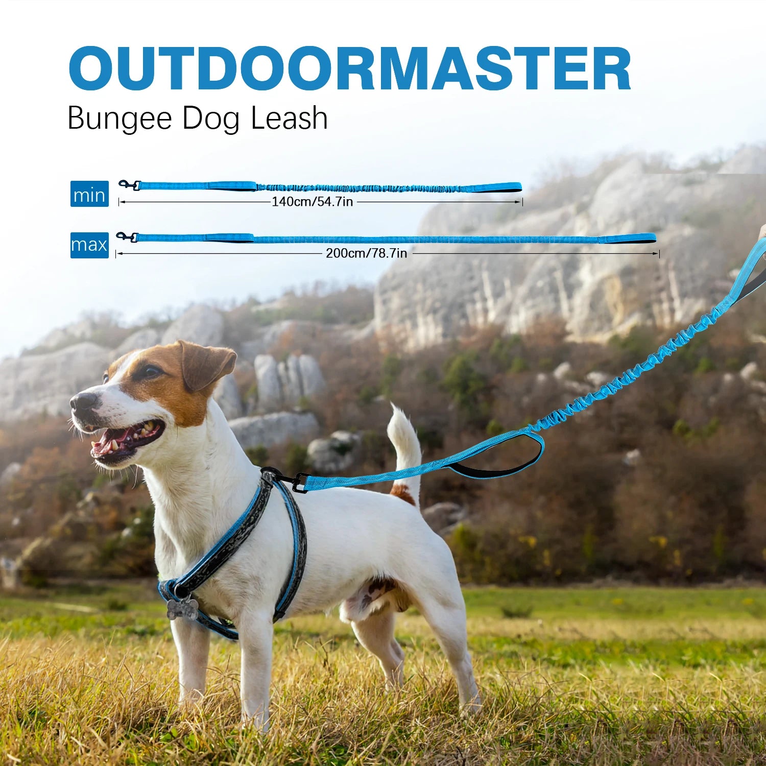 Shock Absorption and 2 Padded Handles Heavy Duty Bungee Dog Leash