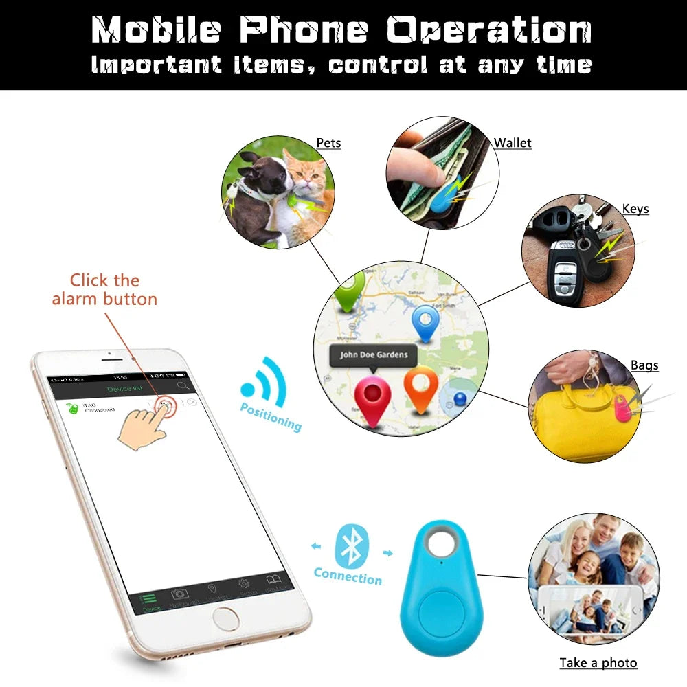 Mini Smart GPS Tracker Waterproof Bluetooth Locator for Pets, Kids & More