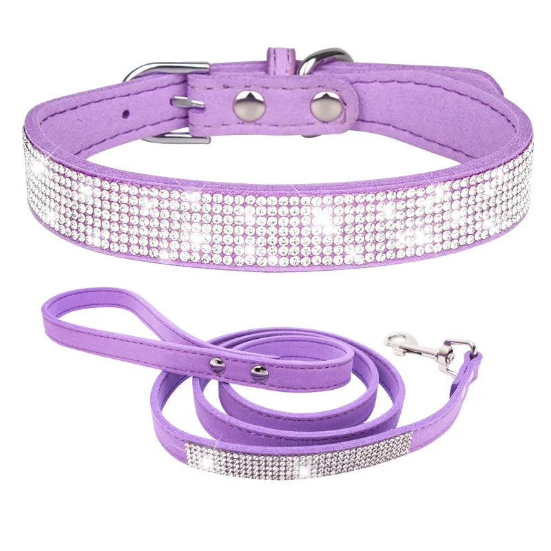 Luxury Rhinestone Dog Collar and Leash Set