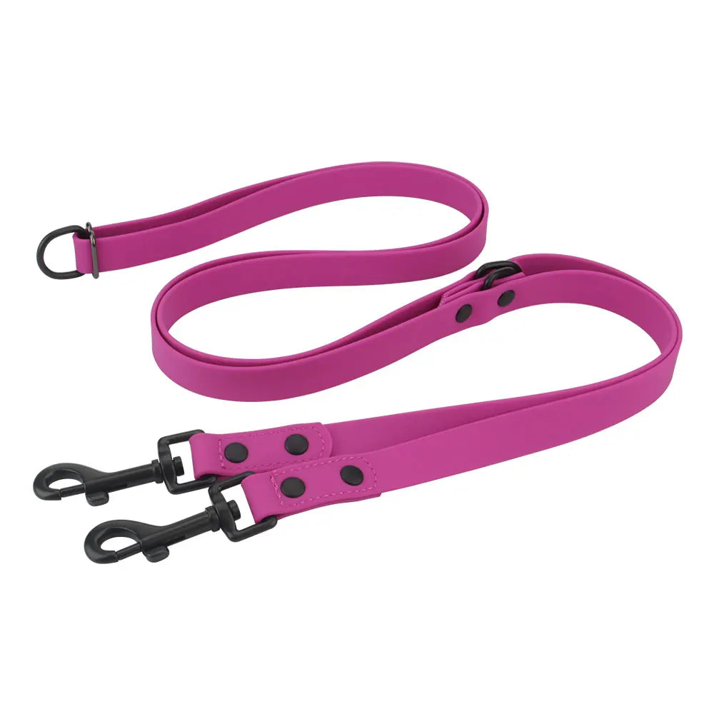 Cross-Body Double-Headed Waterproof PVC Dog Leash